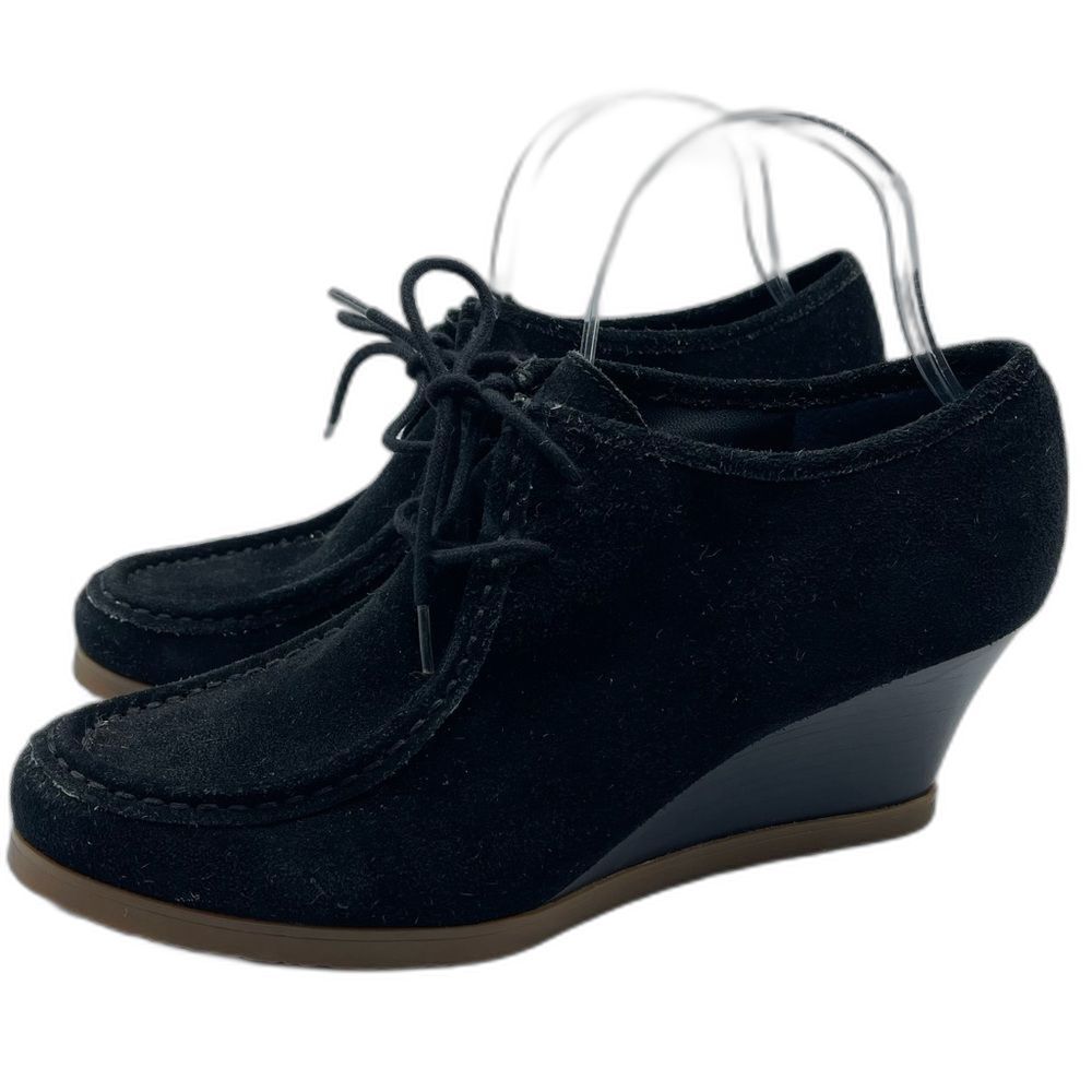 Lauren Ralph Lauren Denver Black Wedge Ankle Booties Oxfords Size 9B